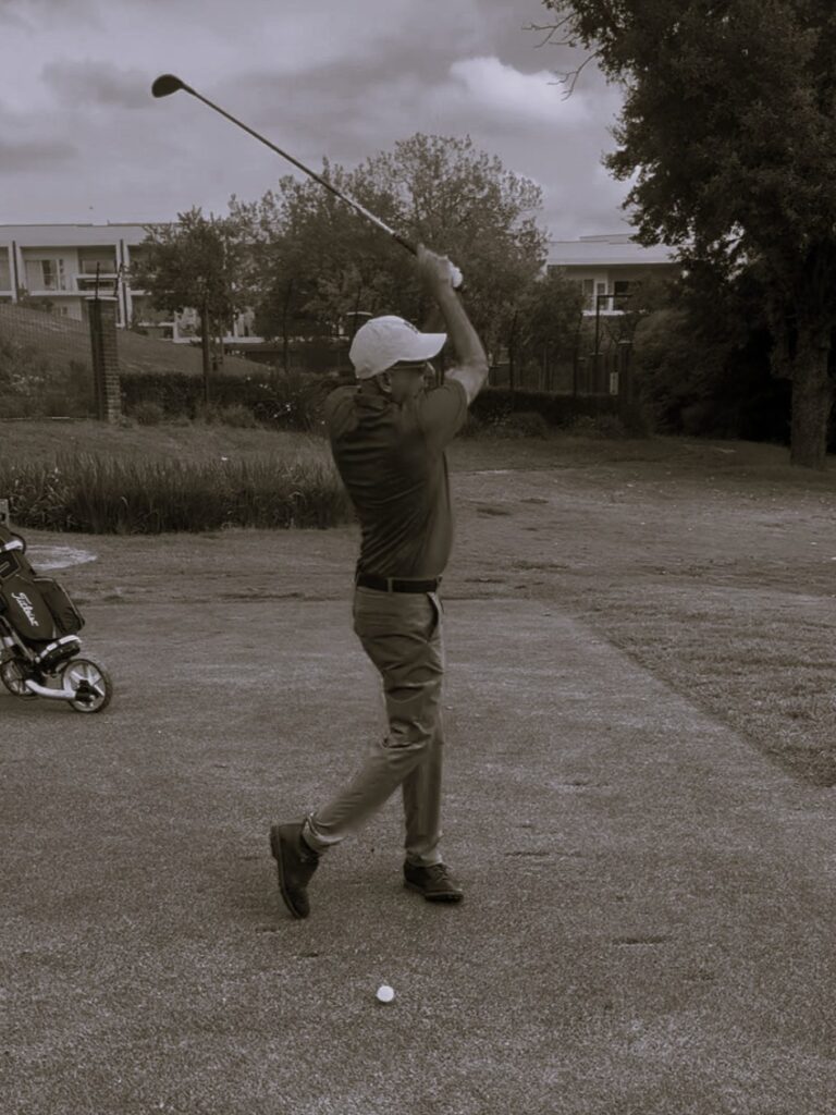 Solly playing golf again after shoulder surgery.